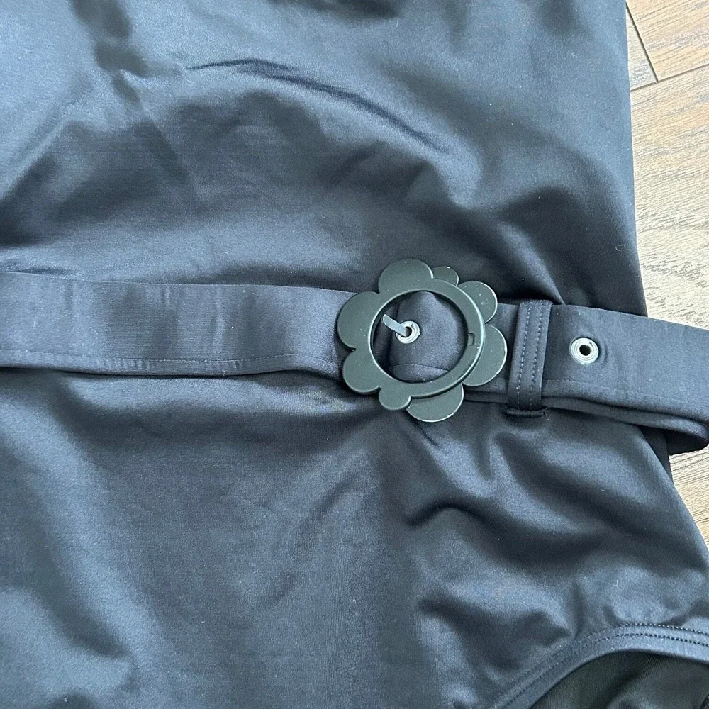 Kate Spade New York One‎ Piece Swimsuit Black with Daisy Belt #S16267A
